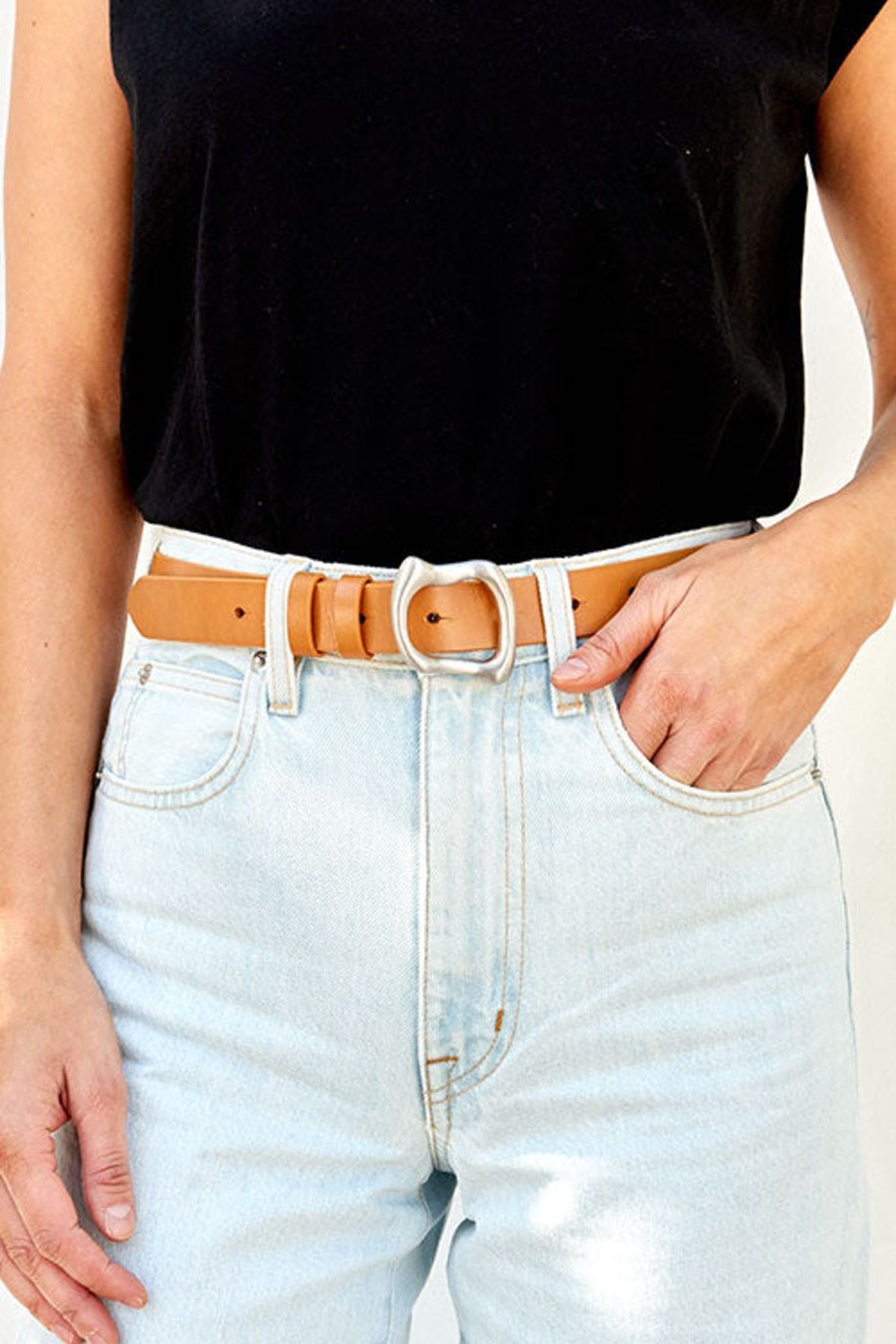 Women FRAME Belts | Organic Shape Belt Cuoio