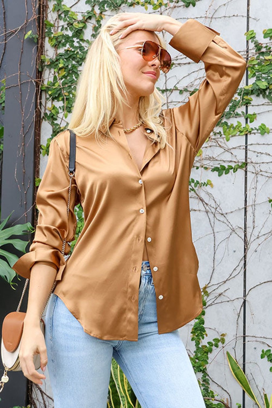 Women FRAME Tops | Standard Shirt Camel