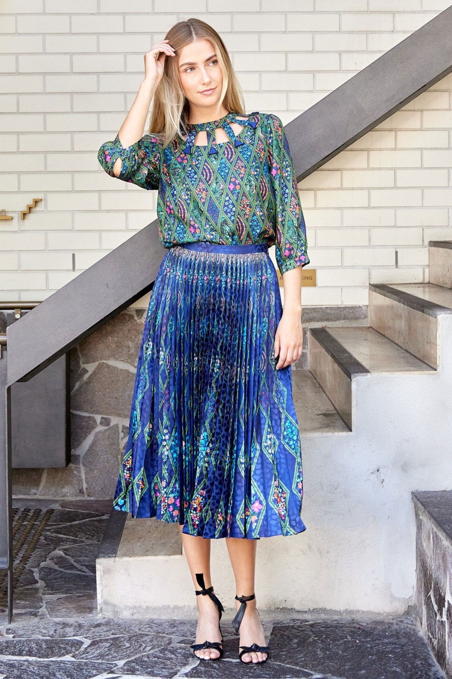 Women SALONI Skirts | Kim Skirt Navy Multi