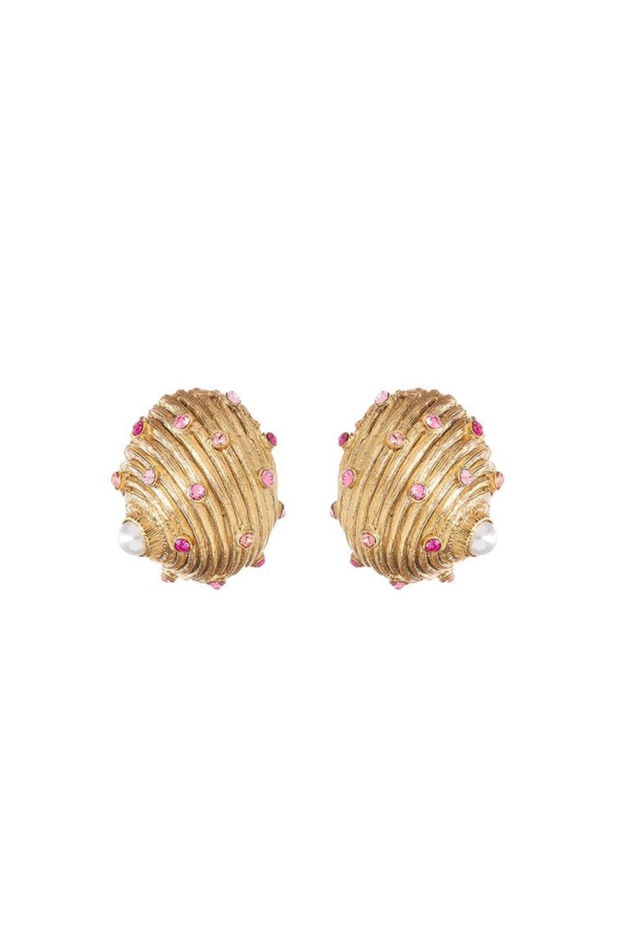 Women OSCAR DE LA RENTA Earrings | Dotted Shell Earring Pink Multi