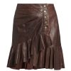 Women VERONICA BEARD Skirts | Saba Leather Skirt Brown