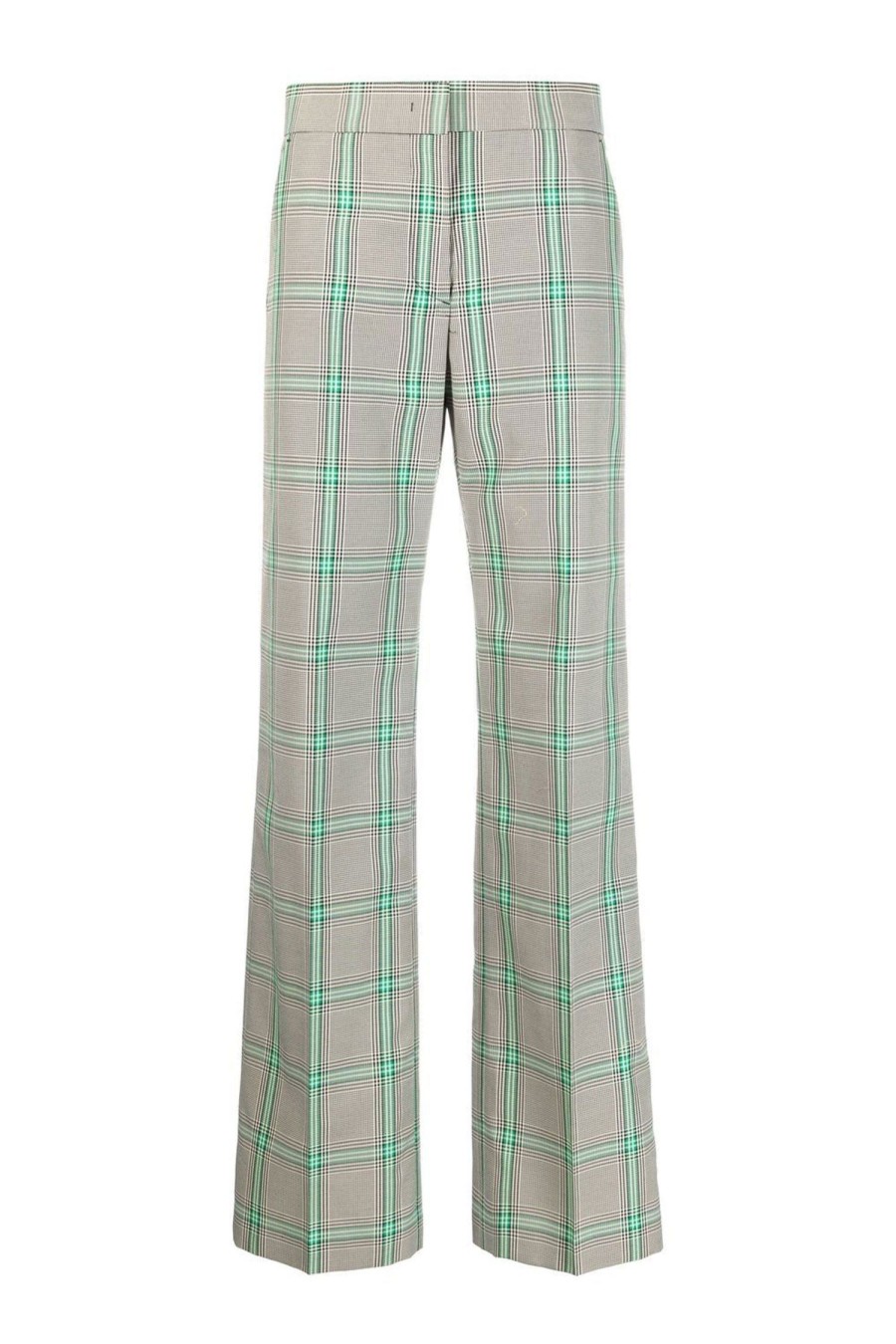 Women MSGM Pants | Check Wide Leg Trouser Grey/Green