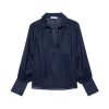 Women FRAME Tops | Keyhole Popover Navy