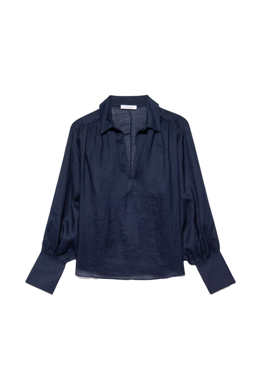 Women FRAME Tops | Keyhole Popover Navy