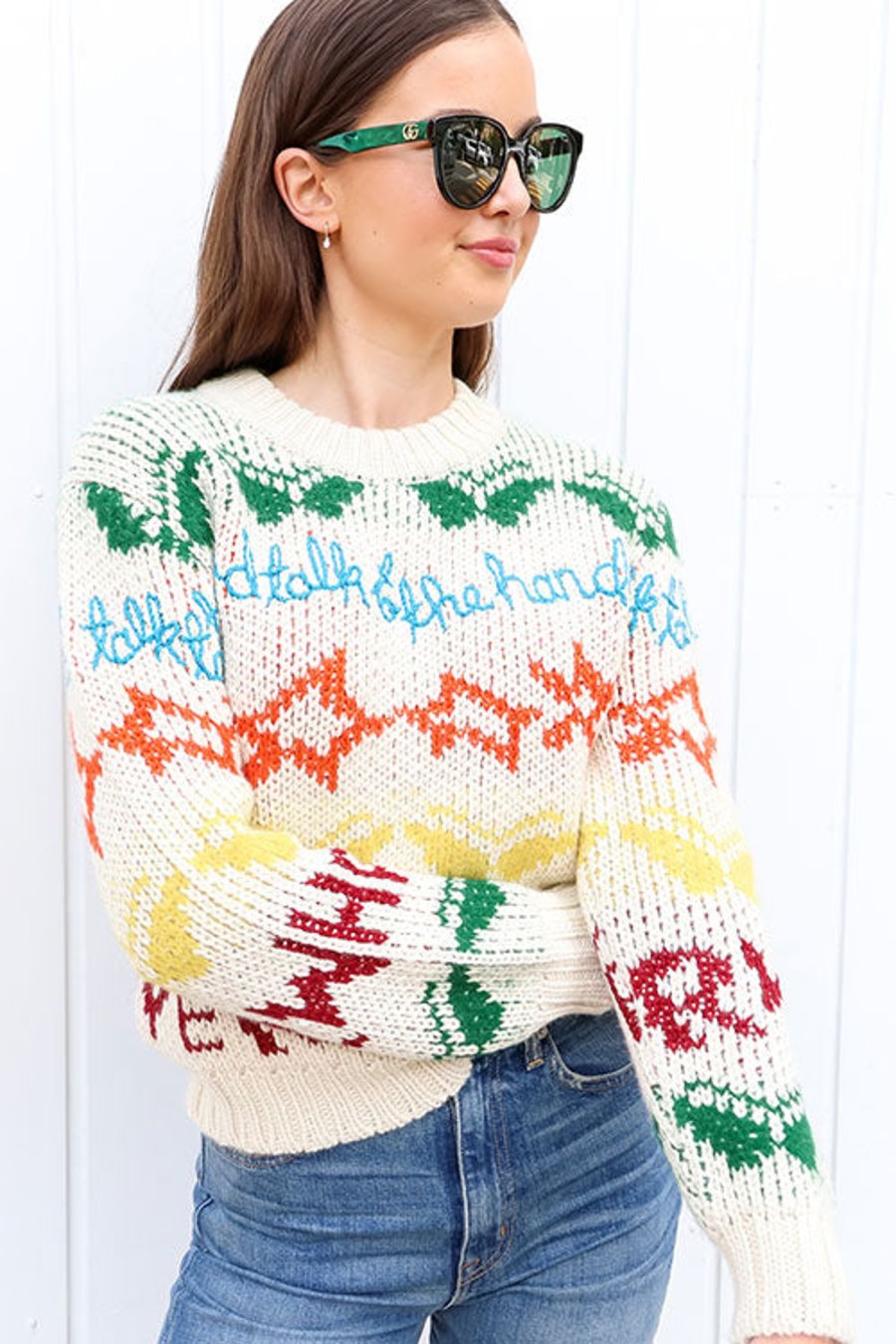 Women LINGUA FRANCA Knitwear | Whatever Butterfly Knit Ecru Multi