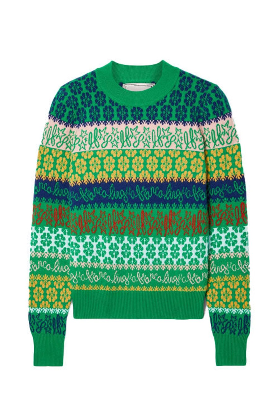 Women LINGUA FRANCA Knitwear | Lingua Franca Logo Knit Green Multi