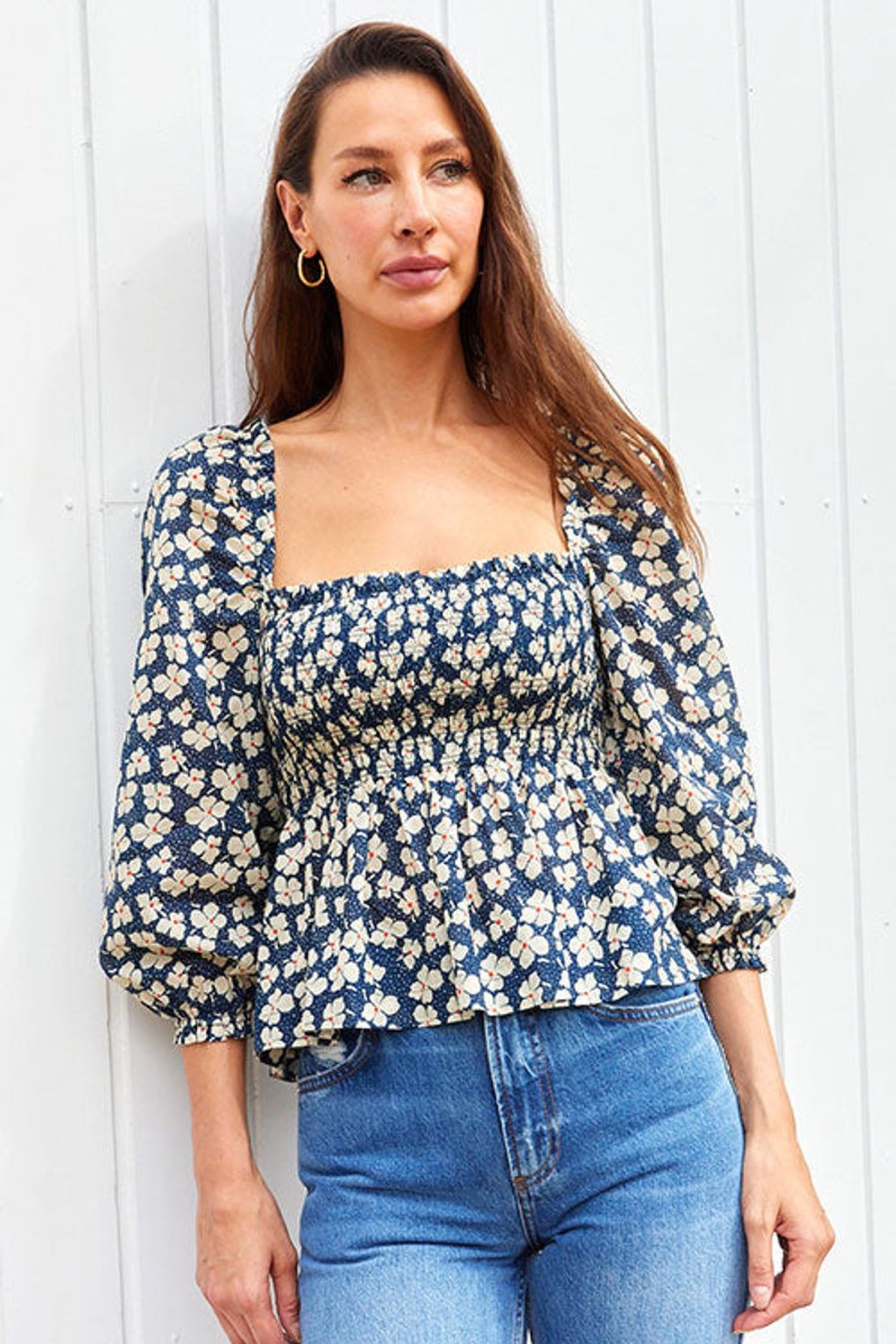 Women BIRDS OF PARADIS BY TROVATA Tops | Alize Blouse Navy Floral