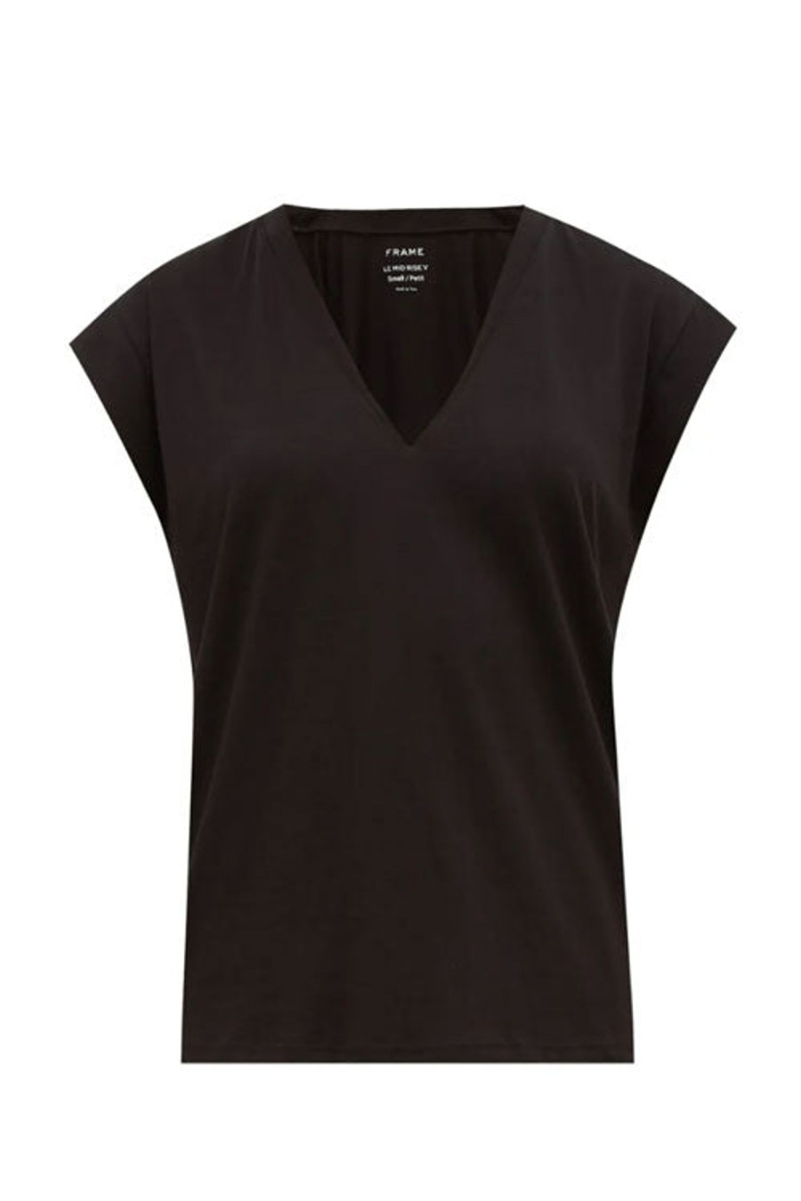 Women FRAME Tops | Le Mid Rise V Tee Noir