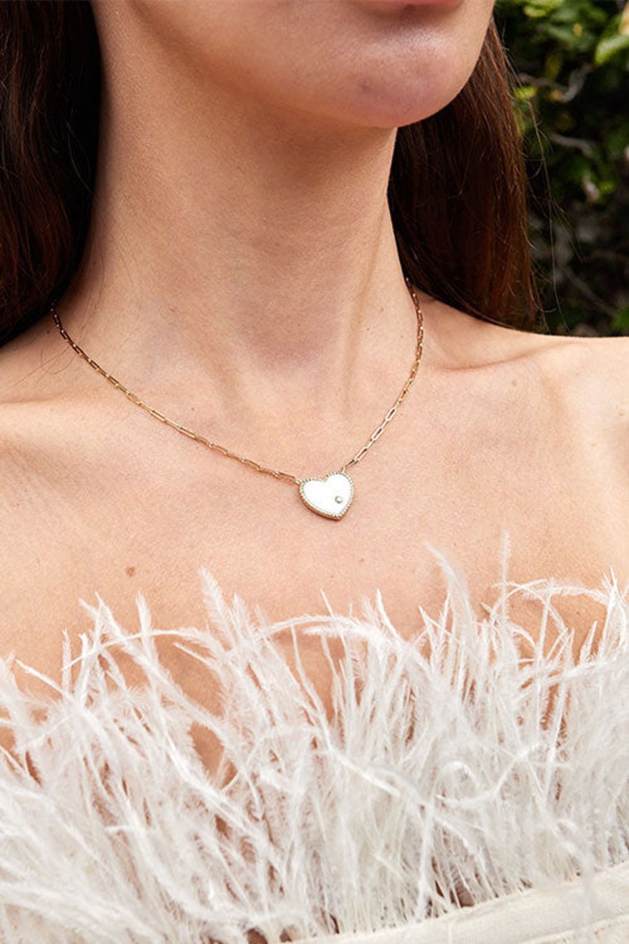 Women YVONNE LEON Necklaces | Solitaire Heart Necklace Mother Of Pearl