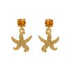 Women OSCAR DE LA RENTA Earrings | Crystal Starfish Drop Earring Topaz