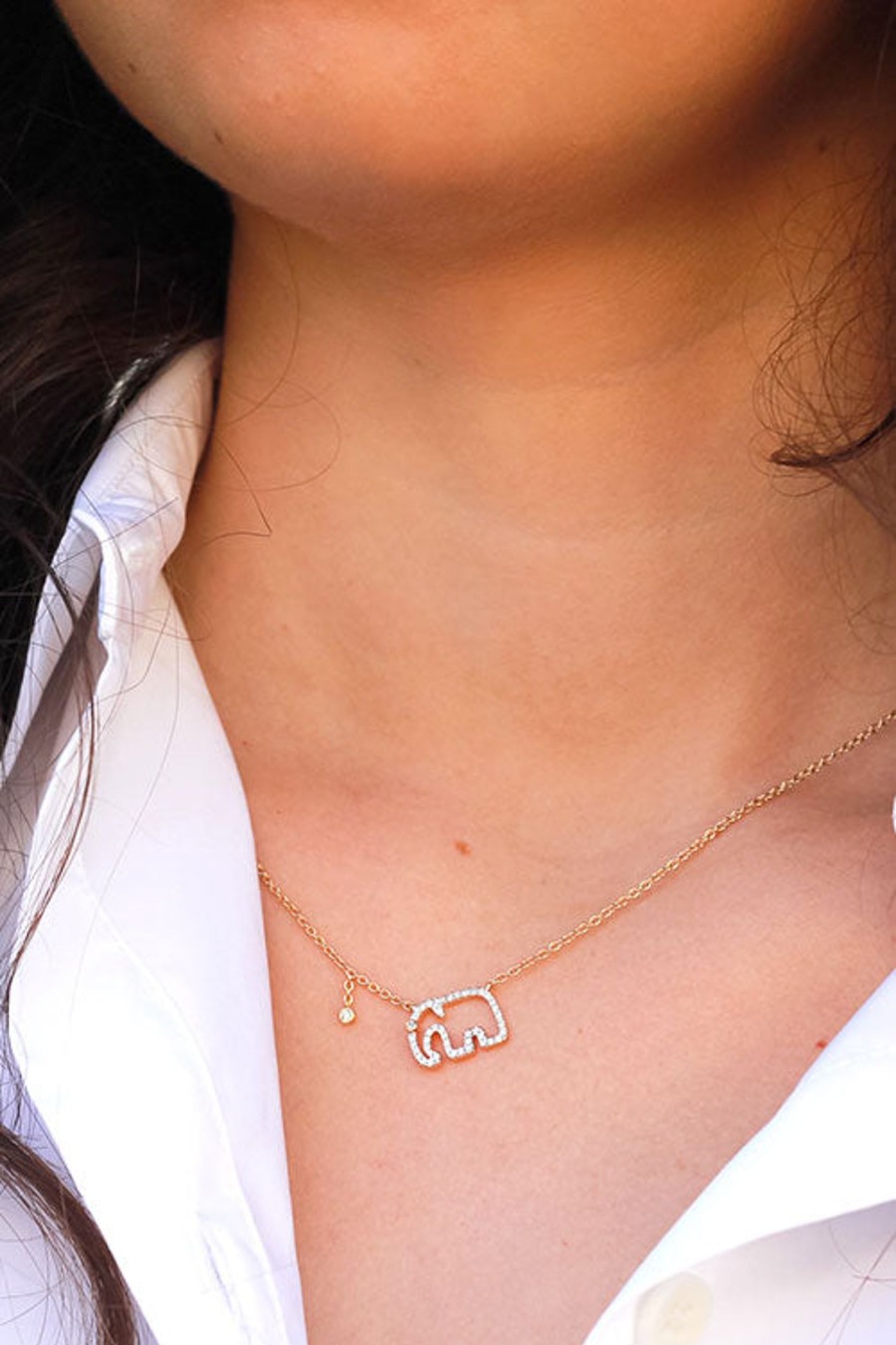 Women YVONNE LEON Necklaces | Diamond Elephant Necklace Gold