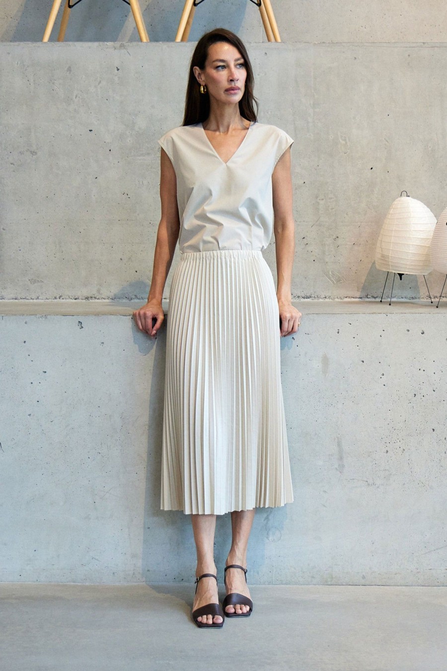 Women TIBI Skirts | Sporty Nylon Sunray Skirt Ash