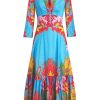 Women ETRO Dresses | Paisley Flared Midi Dress Blue Multi