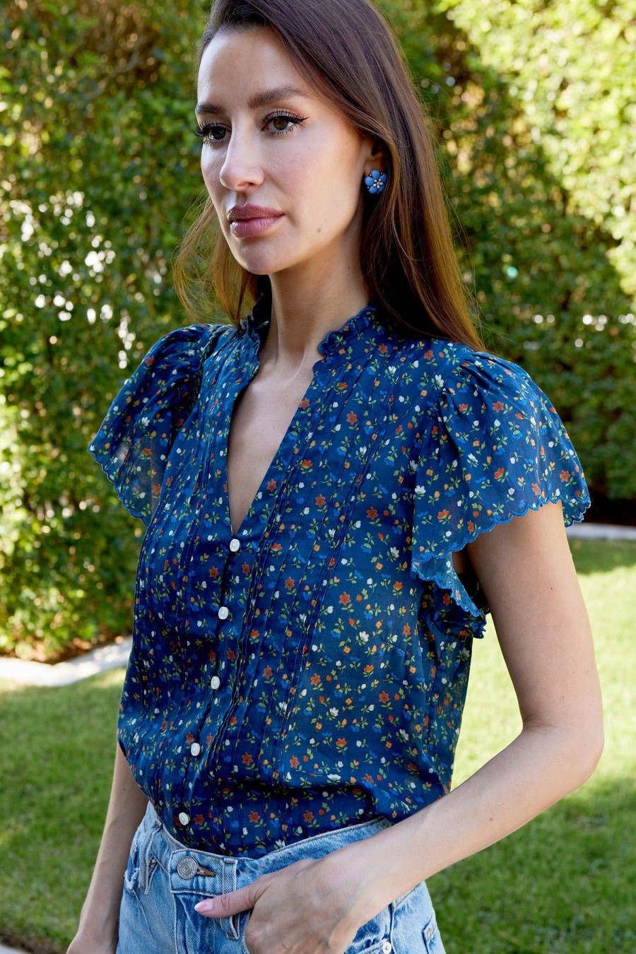 Women BIRDS OF PARADIS BY TROVATA Tops | Cate Blouse Navy