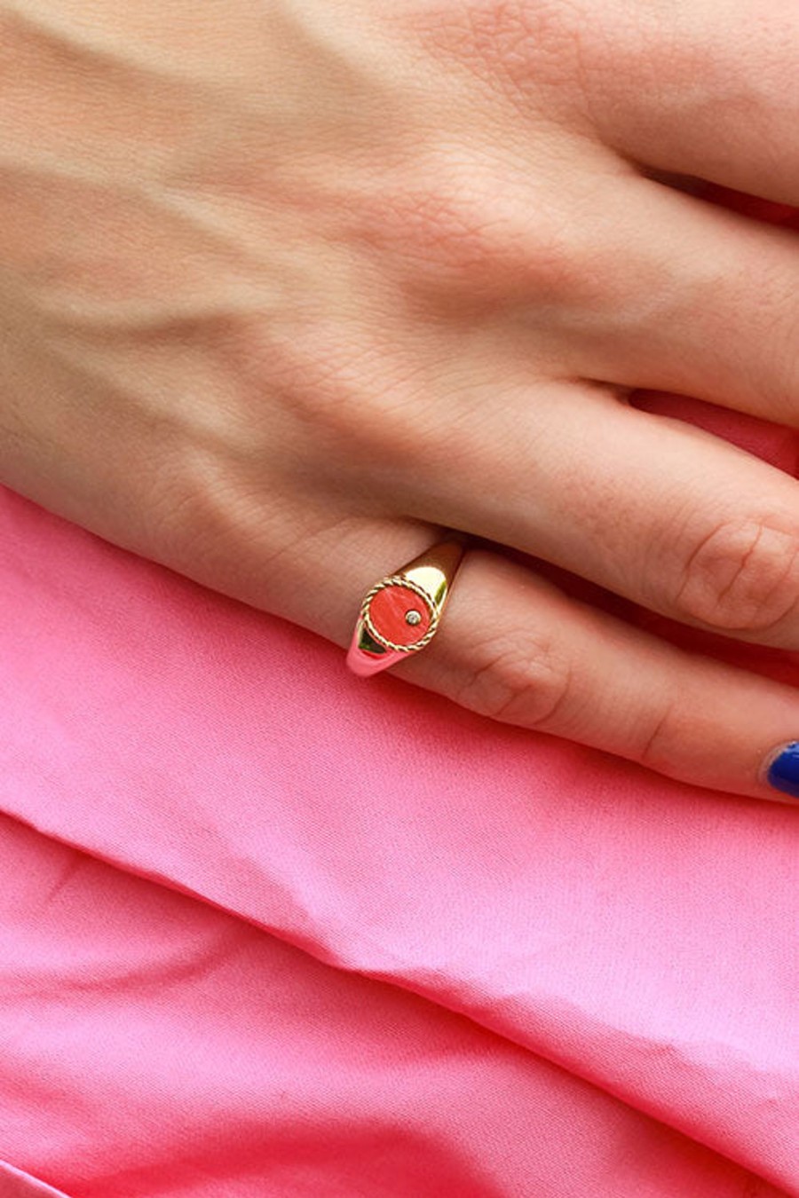 Women YVONNE LEON Rings | Mini Oval Signet Ring Coral