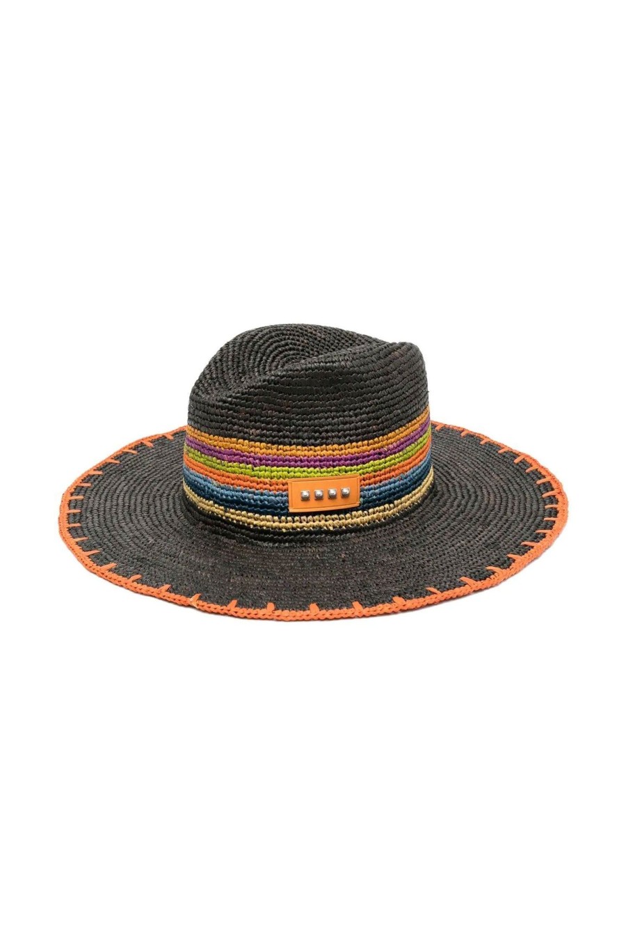 Women ETRO Hats | Woven Stripe Sun Hat Black