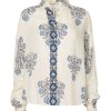 Women ALIX OF BOHEMIA Tops | Poet Bermuda Blouse Blue/White