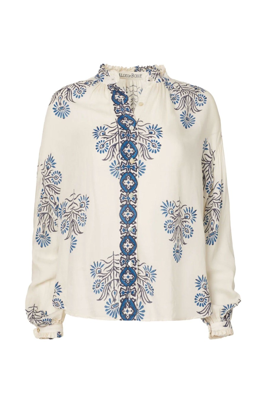 Women ALIX OF BOHEMIA Tops | Poet Bermuda Blouse Blue/White