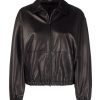 Women THEORY Jackets | Cropped Leather Bomber Black