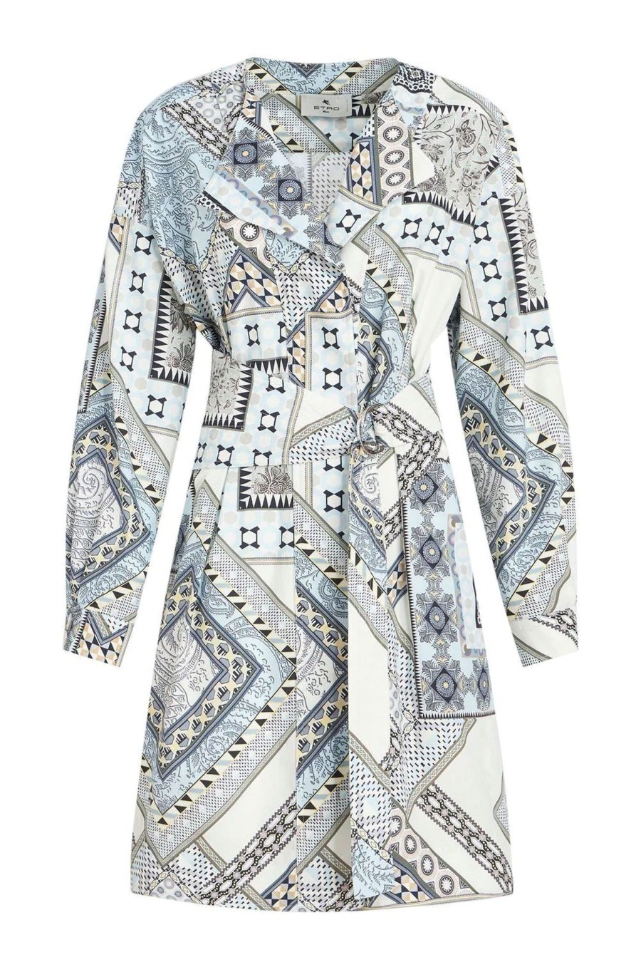 Women ETRO Dresses | Mix Print Belted Dress Blue Multi