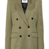 Women MSGM Jackets | Pinstripe Blazer Military