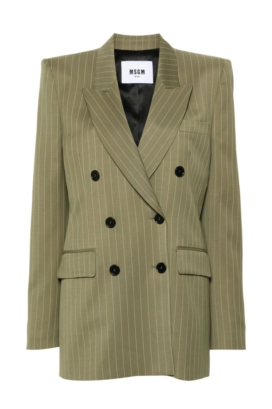 Women MSGM Jackets | Pinstripe Blazer Military